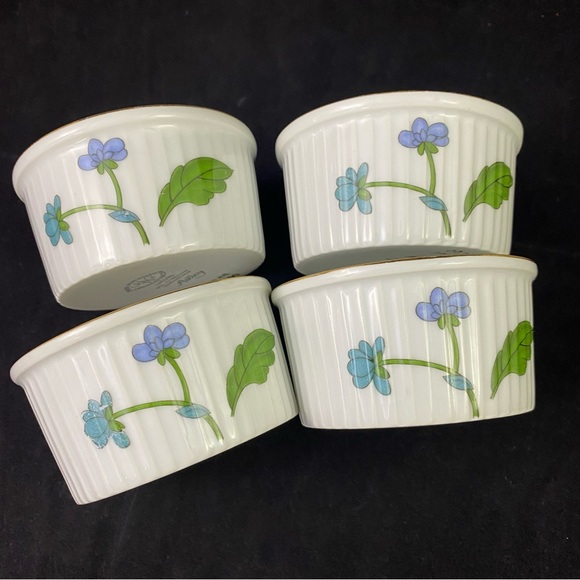 Set of 4 Ramekins Royal Worcester China Astley Gold England Oven To Table Floral - Picture 7 of 7